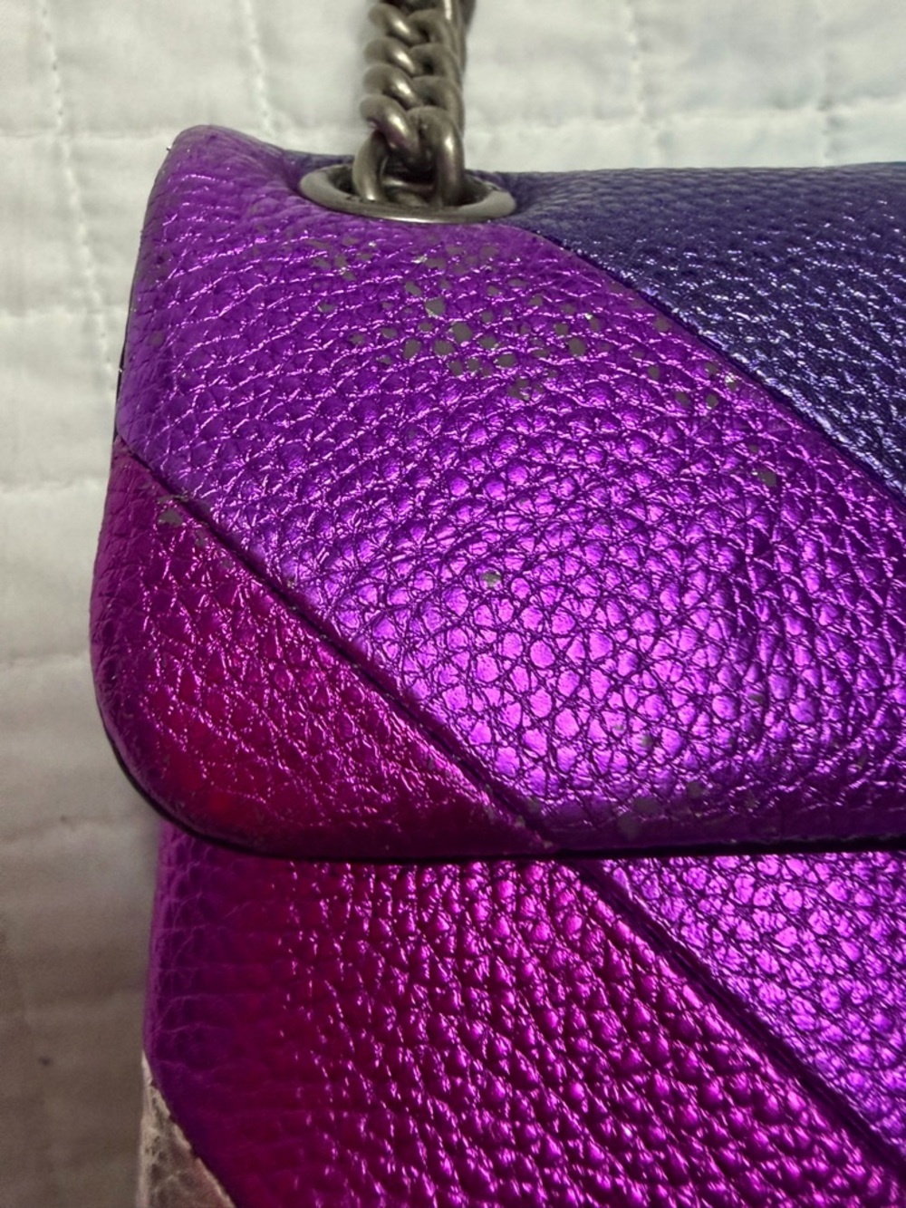 Kurt Geiger London Rainbow Metallic Kensington Chain Shoulder Bag - Picture 5 of 11